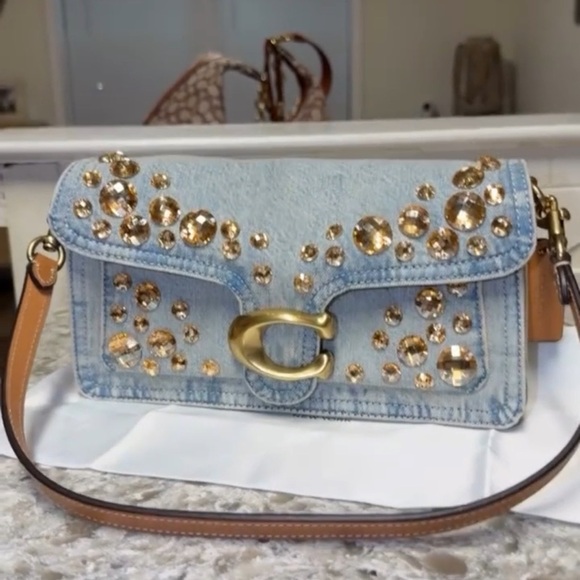 New Coach Tabby 26 Denim Shoulder Bag with Gold Accents - Picture 6 of 6
